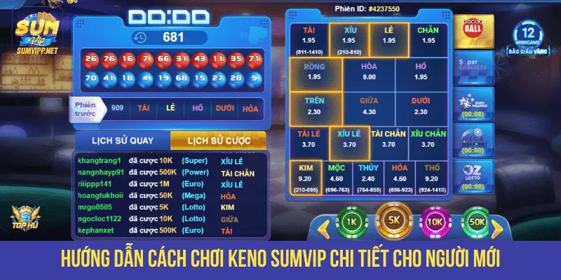 Hướng dẫn cách chơi Keno Sumvip chi tiết 