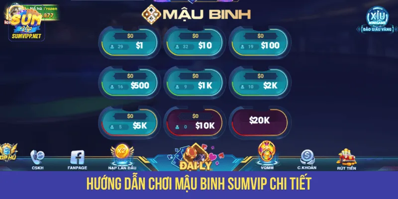 Hướng dẫn chơi Mậu Binh SUMVIP chi tiết