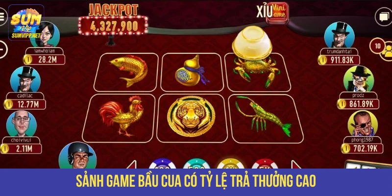 Sảnh game Bầu Cua có tỷ lệ trả thưởng cao